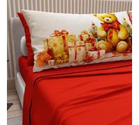 PETTI Artigiani Italiani - Lenzuola in Cotone con Federe in Stampa Digitale di Natale, Lenzuola Natalizie Due Piazze, Completo Letto Matrimoniale Natalizio, Xmas 3 Rosso, 100% Made in Italy