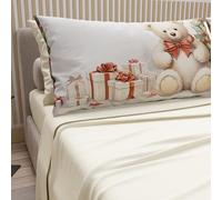 PETTI Artigiani Italiani - Lenzuola in Cotone con Federe in Stampa Digitale di Natale, Lenzuola Natalizie Una Piazza e Mezza, Completo Letto Natalizio, Orsetto 01 Panna, 100% Made in Italy