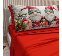 PETTI Artigiani Italiani - Lenzuola in Cotone con Federe in Stampa Digitale di Natale, Lenzuola Natalizie Una Piazza e Mezza Francese, Completo Letto Natalizio, Xmas 11 Rosso, 100% Made in Italy