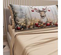 PETTI Artigiani Italiani - Lenzuola in Cotone con Federe in Stampa Digitale di Natale, Lenzuola Natalizie Una Piazza, Completo Letto Singolo Natalizio, Renna Tortora, 100% Made in Italy
