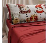PETTI Artigiani Italiani - Lenzuola in Cotone con Federe in Stampa Digitale di Natale, Lenzuola Natalizie Una Piazza e Mezza Francese, Completo Letto Natalizio, Pupazzo Bordeaux, 100% Made in Italy