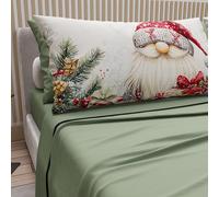 PETTI Artigiani Italiani - Lenzuola in Cotone con Federe in Stampa Digitale di Natale, Lenzuola Natalizie Due Piazze, Completo Letto Matrimoniale Natalizio, Xmas 13 Verde, 100% Made in Italy