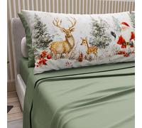 PETTI Artigiani Italiani - Lenzuola in Cotone con Federe in Stampa Digitale di Natale, Lenzuola Natalizie Una Piazza e Mezza Francese, Completo Letto Natalizio, Xmas 17 Verde, 100% Made in Italy
