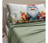 PETTI Artigiani Italiani - Lenzuola in Cotone con Federe in Stampa Digitale di Natale, Lenzuola Natalizie 2 Piazze, Completo Letto Matrimoniale Maxi, Xmas 14 Verde, 100% Made in Italy