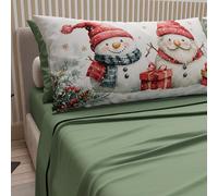 PETTI Artigiani Italiani - Lenzuola in Cotone con Federe in Stampa Digitale di Natale, Lenzuola Natalizie Una Piazza e Mezza Francese, Completo Letto Natalizio, Pupazzo 02 Verde, 100% Made in Italy