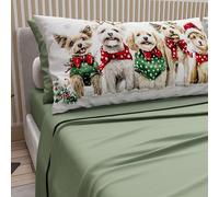 PETTI Artigiani Italiani - Lenzuola in Cotone con Federe in Stampa Digitale di Natale, Lenzuola Natalizie Due Piazze, Completo Letto Matrimoniale Natalizio, Xmas 9 Verde, 100% Made in Italy