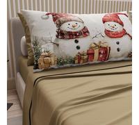 PETTI Artigiani Italiani - Lenzuola in Cotone con Federe in Stampa Digitale di Natale, Lenzuola Natalizie Due Piazze, Completo Letto Matrimoniale Natalizio, Pupazzo 01 Tortora, 100% Made in Italy