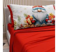 PETTI Artigiani Italiani - Lenzuola in Cotone con Federe in Stampa Digitale di Natale, Lenzuola Natalizie Due Piazze, Completo Letto Matrimoniale Natalizio, Xmas 14 Rosso, 100% Made in Italy