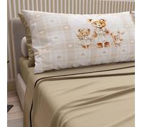 PETTI Artigiani Italiani - Lenzuola in Cotone con Federe in Stampa Digitale, Lenzuola Letto Singolo, Completo Letto Singolo, Teddy Love Tortora, 100% Made in Italy