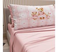 PETTI Artigiani Italiani - Lenzuola in Cotone con Federe in Stampa Digitale, Lenzuola Letto Singolo, Completo Letto Singolo, Teddy Love Rosa, 100% Made in Italy