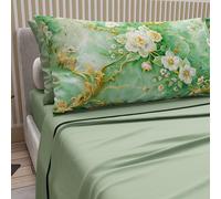 PETTI Artigiani Italiani - Lenzuola in Cotone con Federe in Stampa Digitale, Lenzuola Matrimoniali, Completo Letto Matrimoniale, Floreale 3 Salvia, 100% Made in Italy