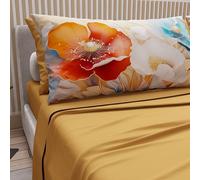 PETTI Artigiani Italiani - Lenzuola in Cotone con Federe in Stampa Digitale, Lenzuola Una Piazza e Mezza, Completo Letto Una Piazza e Mezza, Floreale 9 Giallo Ocra, 100% Made in Italy