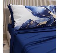PETTI Artigiani Italiani - Lenzuola in Cotone con Federe in Stampa Digitale, Lenzuola Una Pizza e Mezza, Completo Letto Una Piazza e Mezza, Marble Flower-08, 100% Made in Italy