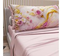 PETTI Artigiani Italiani - Lenzuola in Cotone con Federe in Stampa Digitale, Lenzuola Una Piazza e Mezza, Completo Letto Una Piazza e Mezza, Floreale 6 Cipria Chiaro, 100% Made in Italy