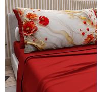 PETTI Artigiani Italiani - Lenzuola in Cotone con Federe in Stampa Digitale, Lenzuola Una Piazza e Mezza, Completo Letto Una Piazza e Mezza, Floreale 2 Rosso, 100% Made in Italy