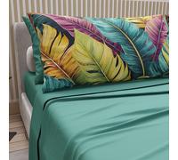 PETTI Artigiani Italiani - Lenzuola in Cotone con Federe in Stampa Digitale, Lenzuola Una Piazza e Mezza, Completo Letto Una Piazza e Mezza, Floreale 199 Ottanio, 100% Made in Italy