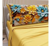 PETTI Artigiani Italiani - Lenzuola in Cotone con Federe in Stampa Digitale, Lenzuola Una Piazza e Mezza, Completo Letto Una Piazza e Mezza, Floreale 16 Giallo, 100% Made in Italy