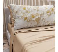 PETTI Artigiani Italiani - Lenzuola in Cotone con Federe in Stampa Digitale, Lenzuola Una Piazza e Mezza, Completo Letto Una Piazza e Mezza, Floreale 10 Beige, 100% Made in Italy