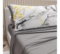 PETTI Artigiani Italiani - Lenzuola in Cotone con Federe in Stampa Digitale, Lenzuola Una Piazza e Mezza, Completo Letto Una Piazza e Mezza, Grigio, 100% Made in Italy
