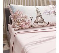 PETTI Artigiani Italiani - Lenzuola in Cotone con Federe in Stampa Digitale, Lenzuola Una Pizza e Mezza, Completo Letto Una Piazza e Mezza, Rosa, 100% Made in Italy, CLFD-PARIS-CIPRIACHIARO-15P