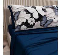 PETTI Artigiani Italiani - Lenzuola in Cotone con Federe in Stampa Digitale, Lenzuola Una Pizza e Mezza, Completo Letto Una Piazza e Mezza, Mariposa-03, 100% Made in Italy