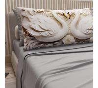 PETTI Artigiani Italiani - Lenzuola in Cotone con Federe in Stampa Digitale, Lenzuola Una Piazza e Mezza, Completo Letto Una Piazza e Mezza, Cigni, 100% Made in Italy