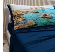 PETTI Artigiani Italiani - Lenzuola in Cotone con Federe in Stampa Digitale, Lenzuolo Una Piazza e Mezza Francese, Completo Letto Fantasia Calabria Blu Notte, 100% Made in Italy