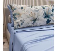 PETTI Artigiani Italiani - Lenzuola in Cotone con Federe in Stampa Digitale, Lenzuolo Una Piazza e Mezza, Completo Letto Fantasia Floreale 31 Azzurro, 100% Made in Italy