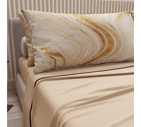 PETTI Artigiani Italiani - Lenzuola in Cotone con Federe in Stampa Digitale, Lenzuolo Una Piazza e Mezza, Completo Letto Fantasia Marmo Beige, 100% Made in Italy