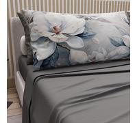PETTI Artigiani Italiani - Lenzuola in Cotone con Federe in Stampa Digitale, Lenzuolo Una Piazza e Mezza Francese, Completo Letto Fantasia Floreale 14 Grigio Scuro, 100% Made in Italy