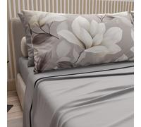 PETTI Artigiani Italiani - Lenzuola in Cotone con Federe in Stampa Digitale, Lenzuolo Una Piazza e Mezza, Completo Letto Fantasia Floreale 42 Grigio Chiaro, 100% Made in Italy