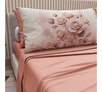 PETTI Artigiani Italiani - Lenzuola in Cotone con Federe in Stampa Digitale, Lenzuolo Una Piazza e Mezza Francese, Completo Letto Fantasia Floreale Rosa Cipria, 100% Made in Italy