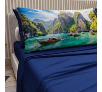 PETTI Artigiani Italiani - Lenzuola in Cotone con Federe in Stampa Digitale, Lenzuolo Una Piazza e Mezza Francese, Completo Letto Fantasia Phi Phi Blu Elettrico, 100% Made in Italy