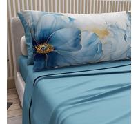 PETTI Artigiani Italiani - Lenzuola in Cotone con Federe in Stampa Digitale, Lenzuolo Una Piazza e Mezza Francese, Completo Letto Fantasia Floreale 138 Azzurro, 100% Made in Italy