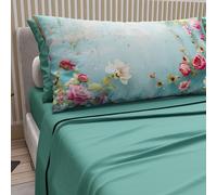 PETTI Artigiani Italiani - Lenzuola in Cotone con Federe in Stampa Digitale, Lenzuolo Una Piazza e Mezza Francese, Completo Letto Fantasia 345 Ottanio, 100% Made in Italy