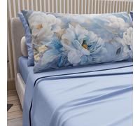 PETTI Artigiani Italiani - Lenzuola in Cotone con Federe in Stampa Digitale, Lenzuolo Una Piazza e Mezza Francese, Completo Letto Fantasia Floreale 13 Azzurro, 100% Made in Italy