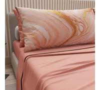 PETTI Artigiani Italiani - Lenzuola in Cotone con Federe in Stampa Digitale, Lenzuolo Una Piazza e Mezza, Completo Letto Fantasia Marmo Salmone, 100% Made in Italy