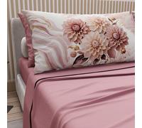 PETTI Artigiani Italiani - Lenzuola in Cotone con Federe in Stampa Digitale, Lenzuolo Una Piazza e Mezza, Completo Letto Fantasia Fiore Cipria Cipolla, 100% Made in Italy
