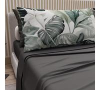 PETTI Artigiani Italiani - Lenzuola in Cotone con Federe in Stampa Digitale, Lenzuolo Una Piazza e Mezza, Completo Letto Fantasia Floreale 4 Grigio Scuro, 100% Made in Italy