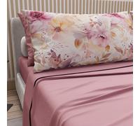 PETTI Artigiani Italiani - Lenzuola in Cotone con Federe in Stampa Digitale, Lenzuolo Una Piazza e Mezza, Completo Letto Fantasia Floreale Cipria Scuro, 100% Made in Italy