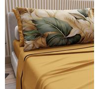 PETTI Artigiani Italiani - Lenzuola in Cotone con Federe in Stampa Digitale, Lenzuolo Una Piazza e Mezza Francese, Completo Letto Fantasia Floreale 165 Ocra, 100% Made in Italy