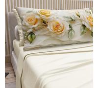 PETTI Artigiani Italiani - Lenzuola in Cotone con Federe in Stampa Digitale, Matrimoniale Maxi, Completo Lenzuolo Sopra e Sotto con Angoli, Floreale 06 12 Panna, 100% Made in Italy