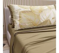 PETTI Artigiani Italiani - Lenzuola in Cotone con Federe in Stampa Digitale, Matrimoniale Maxi, Completo Lenzuolo Sopra e Sotto con Angoli, Fango, 100% Made in Italy