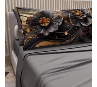 PETTI Artigiani Italiani - Lenzuola in Cotone con Federe in Stampa Digitale, Matrimoniale Maxi, Completo Lenzuolo Sopra e Sotto con Angoli, Floreale 06 22 Grigio Scuro, 100% Made in Italy