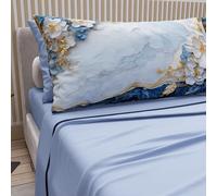 PETTI Artigiani Italiani - Lenzuola in Cotone con Federe in Stampa Digitale, Matrimoniale Maxi, Completo Lenzuolo Sopra e Sotto con Angoli, Floreale 06 15 Azzurro, 100% Made in Italy