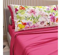 PETTI Artigiani Italiani - Lenzuola in Cotone con Federe in Stampa Digitale, Matrimoniale Maxi, Completo Lenzuolo Sopra e Sotto con Angoli, Fuxia, 100% Made in Italy