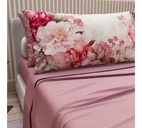 PETTI Artigiani Italiani - Lenzuola in Cotone con Federe in Stampa Digitale, Matrimoniale Maxi, Completo Lenzuolo Sopra e Sotto con Angoli, Floreale 04 152 Cipria Scuro, 100% Made in Italy