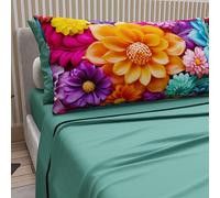 PETTI Artigiani Italiani - Lenzuola in Cotone con Federe in Stampa Digitale, Matrimoniale Maxi, Completo Lenzuolo Sopra e Sotto con Angoli, Floreale 05 12 Ottanio, 100% Made in Italy