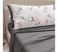 PETTI Artigiani Italiani - Lenzuola in Cotone con Federe in Stampa Digitale, Per Letto Singolo, Completo Lenzuolo Sopra e Sotto con Angoli, Grigio Scuro, 100% Made in Italy