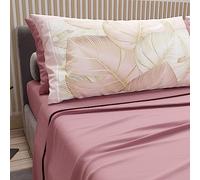 PETTI Artigiani Italiani - Lenzuola in Cotone con Federe in Stampa Digitale, Per Letto Singolo, Completo Lenzuolo Sopra e Sotto con Angoli, Cipria, 100% Made in Italy
